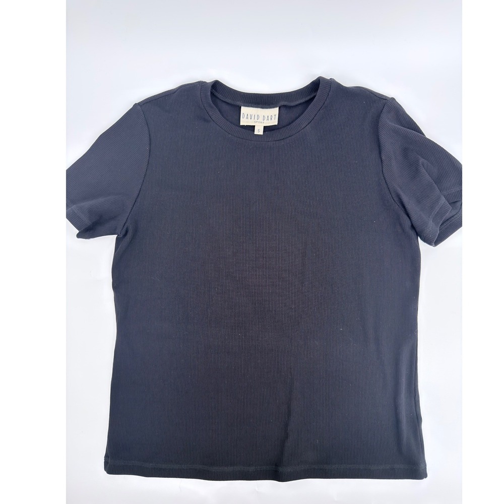 David Dart Sport Ribbed Tee Shirt 90s Vintage Womens Size S Black DAN017 RN73118